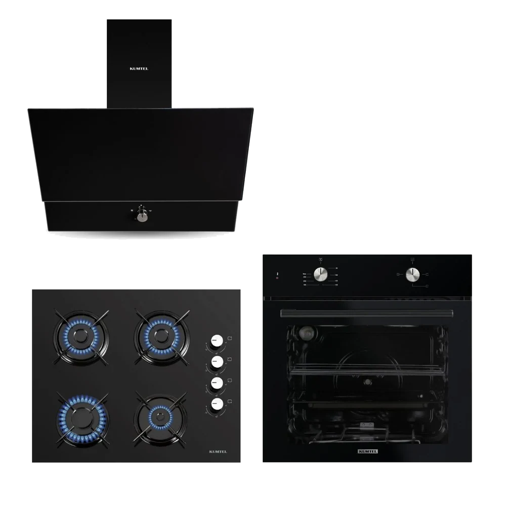 Kumtel Home Siyah Cam Ankastre Set