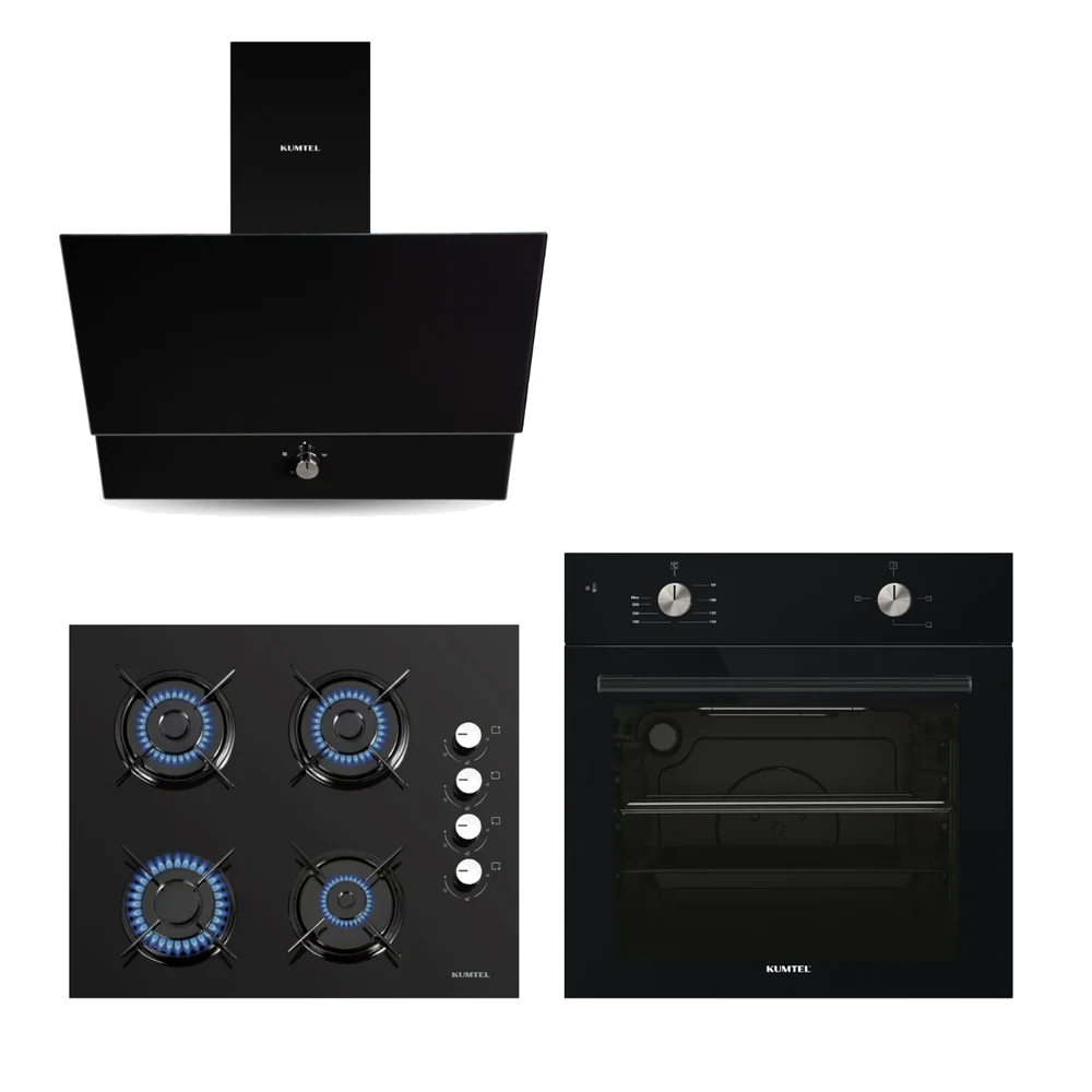 Kumtel Black Still Button Ankastre Set