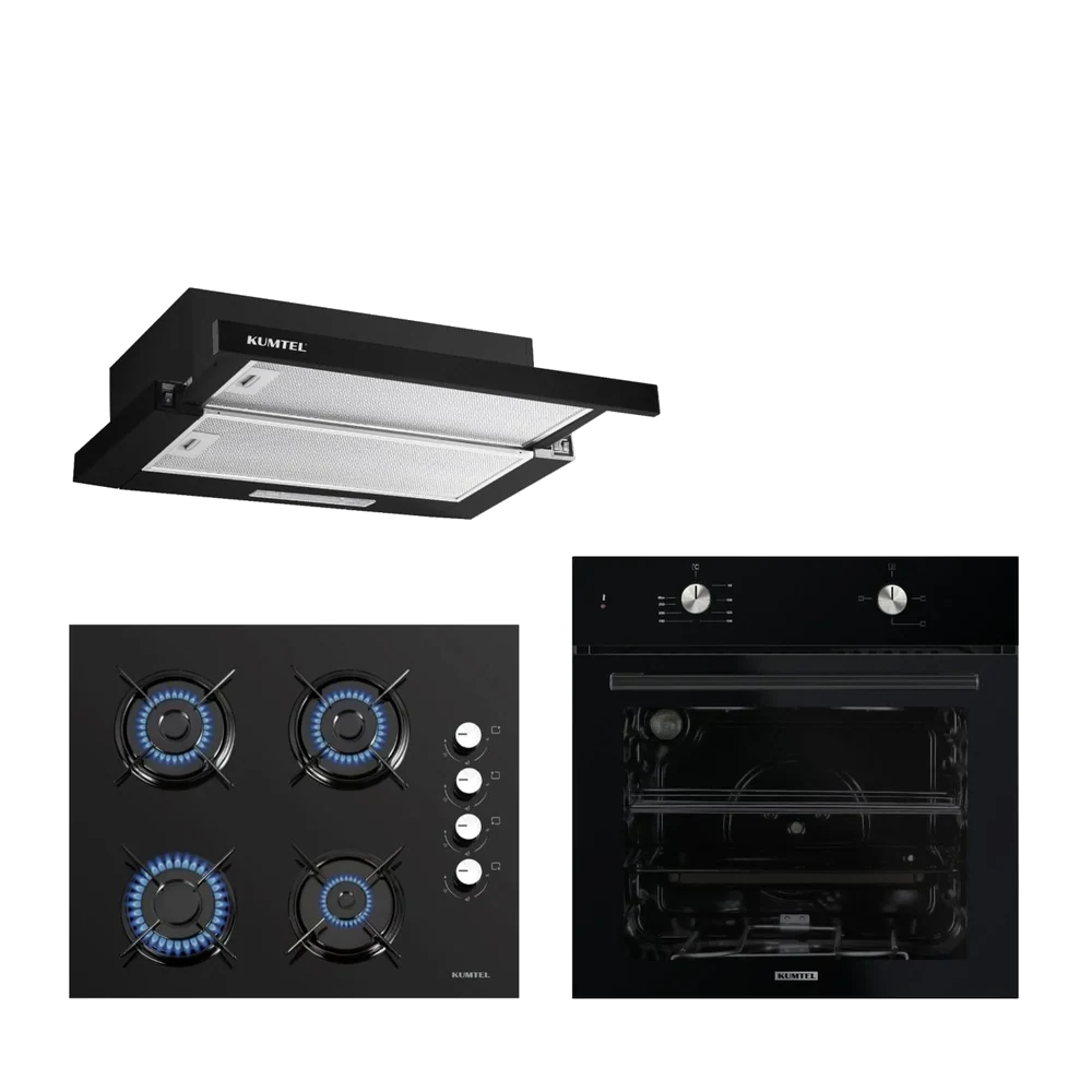 Kumtel Siyah Aspiratörlü Home Ankastre Set