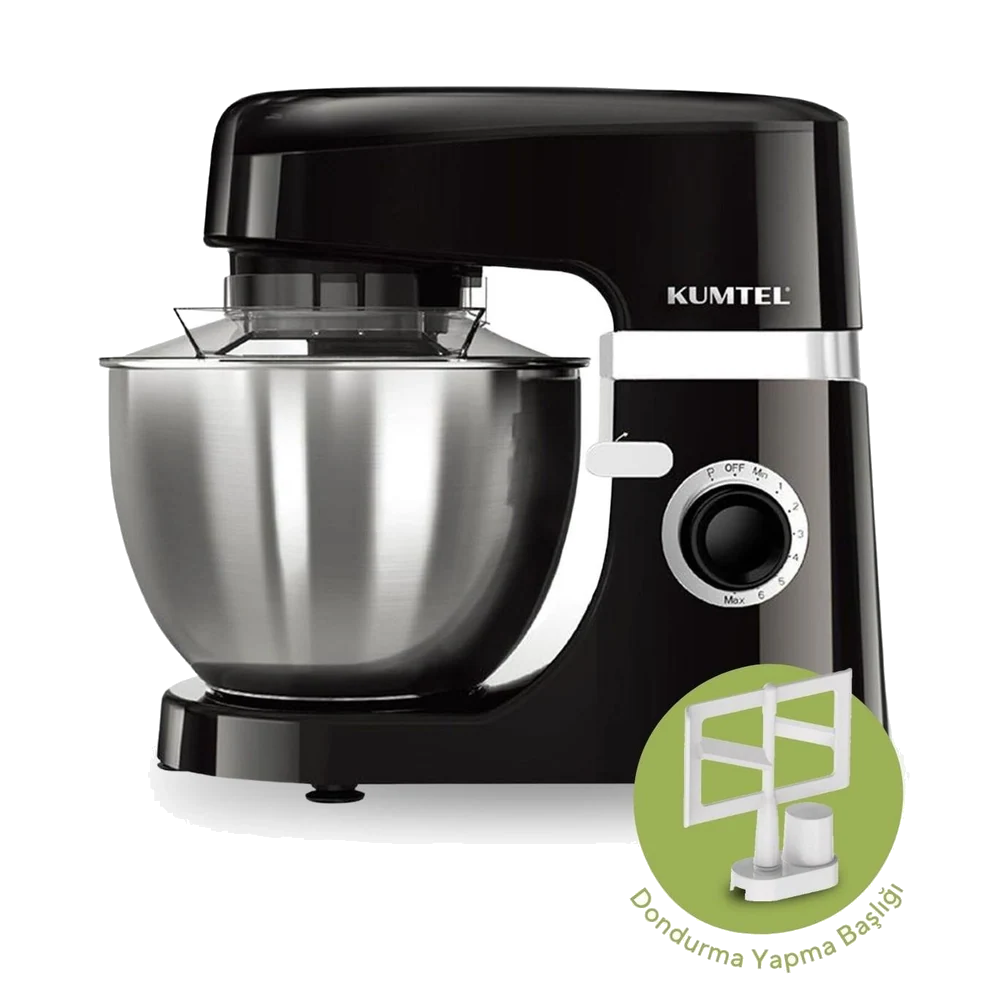 Kumtel Siyah Hamur Yoğurma 1800Watt 4.5Lt Dondurma Yapma Aprt. SM-02